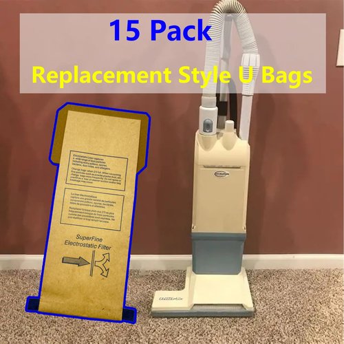 15 Pack Replacement Style U Bags Compatible with Electrolux Type U Upright Vacuums & Aerus Vacuums Fits ProTeam Prolux, Discovery II, Lux 4000, Ultralux, Genesis, Prolux, Epic 2500, 3500, 4000, 6000