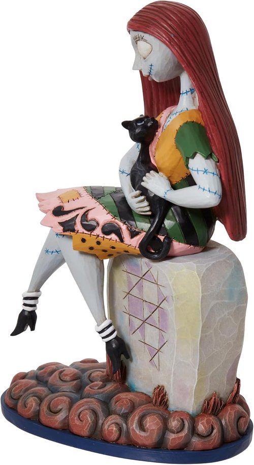 Enesco Jim Shore Nightmare Before Christmas Figurine - Sally & Cat on Gravestone | 8 Inch, Multicolor