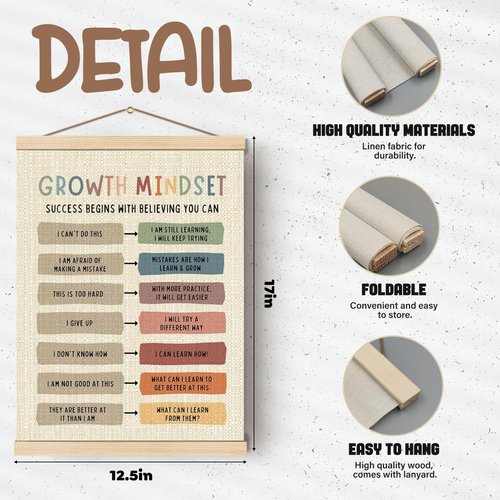 Boat Wades Growth Mindset Poster - Inspirational Wall Art for Therapy & Counseling | 12x16 Inch