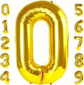 Number 0 Balloons - 40 Inch Gold Number Balloons for Birthday & Wedding Celebrations