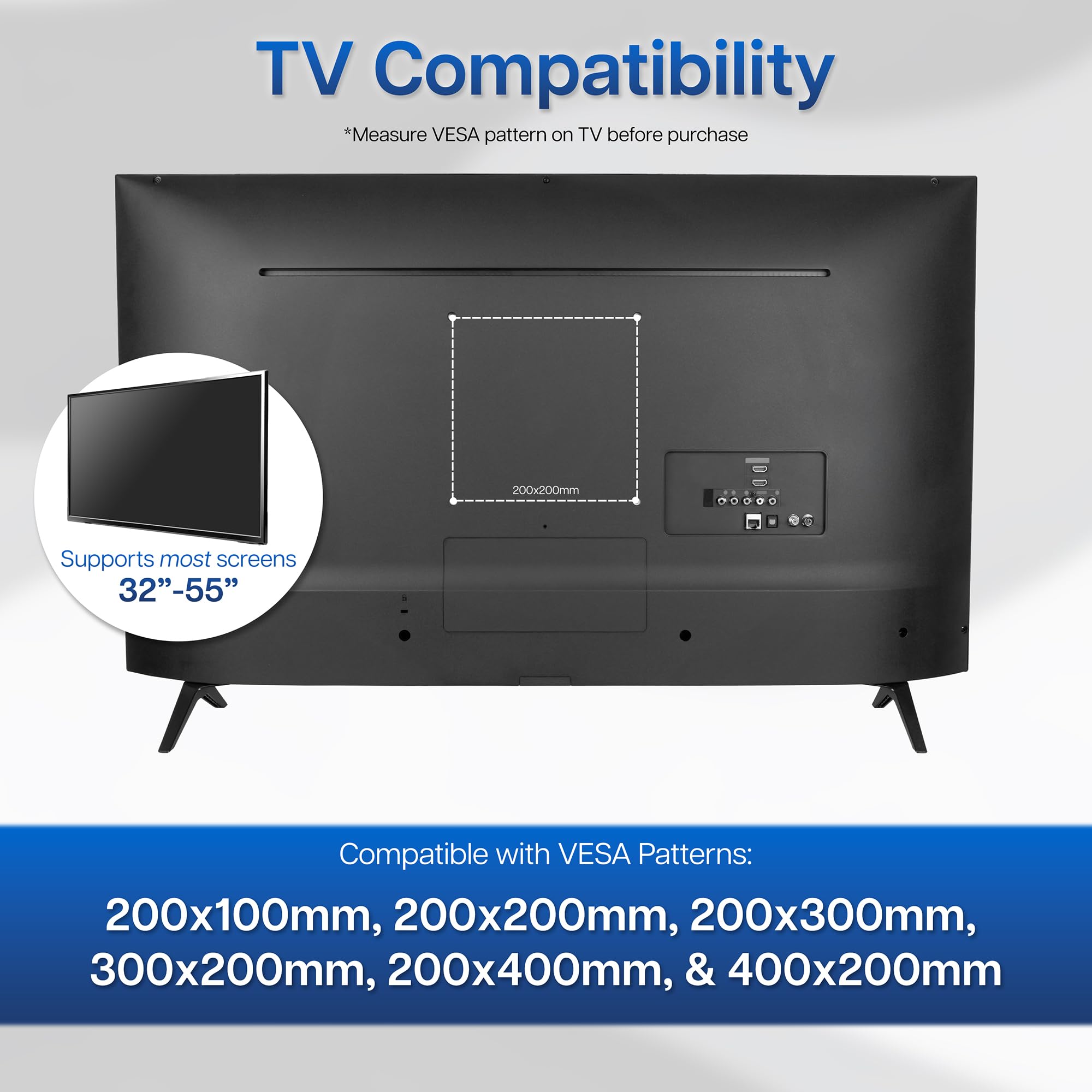VIVO Steel VESA LCD LED TV Mount Adapter Plate Bracket for Screens 32 to 55 inches, Conversion Kit for VESA 50x50-100x100 to 200x100-400x200, MOUNT-AD4X2