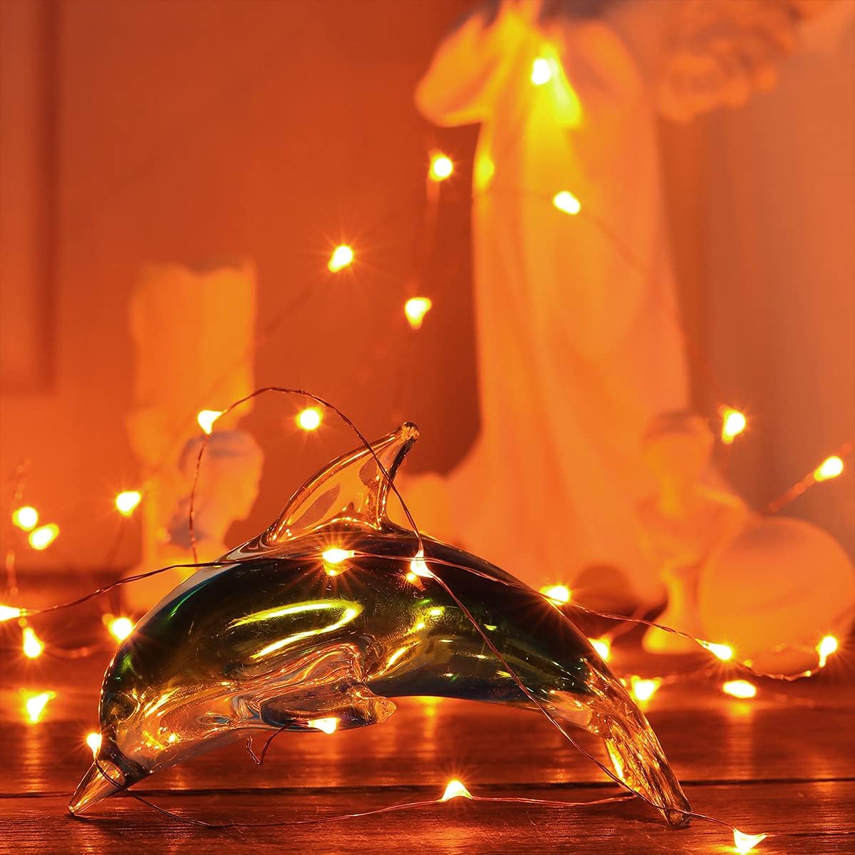 Ariceleo Mini Halloween Fairy Lights - Battery Operated Copper Wire String Lights | 5m/16ft Orange for Bedroom & Party Decor