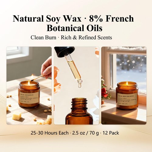 12 Pack Aromatherapy Candles for Home Scented, Aromatherapy Jar Candle Gifts for Women, Natural Soy Wax Amber Candle Set, Scented Candles Set for Birthday Valentine Birthday Day Present