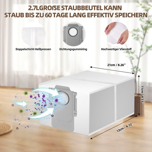 EOVWAEO 26 Pack Accessories for Roborock QV 35A / QV 35S Vacuum Robot, Replacement Accessories 2 Main Brush 6 Mop Pads 6 Dust Bags 6 Sidebrush 4 Filter 1 Cleaning Brush 1 Screwdriver