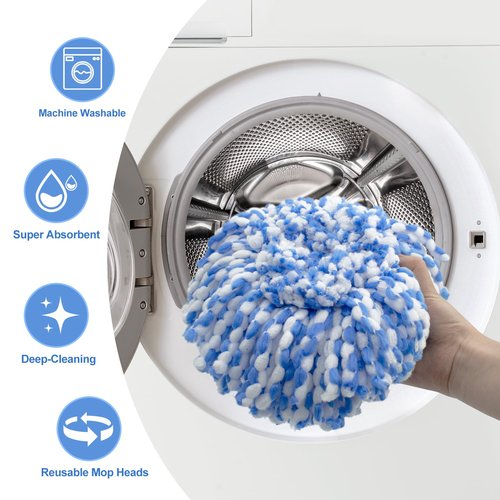 Mop Heads Replacements for Oceda Mop Replace Head RinseClean 2-Tank System, 3 Pack Spin Mop Replacement Head, Microfiber Mop Refills, Machine Washable and Deep Cleaning (NOT for 1-Tank System)