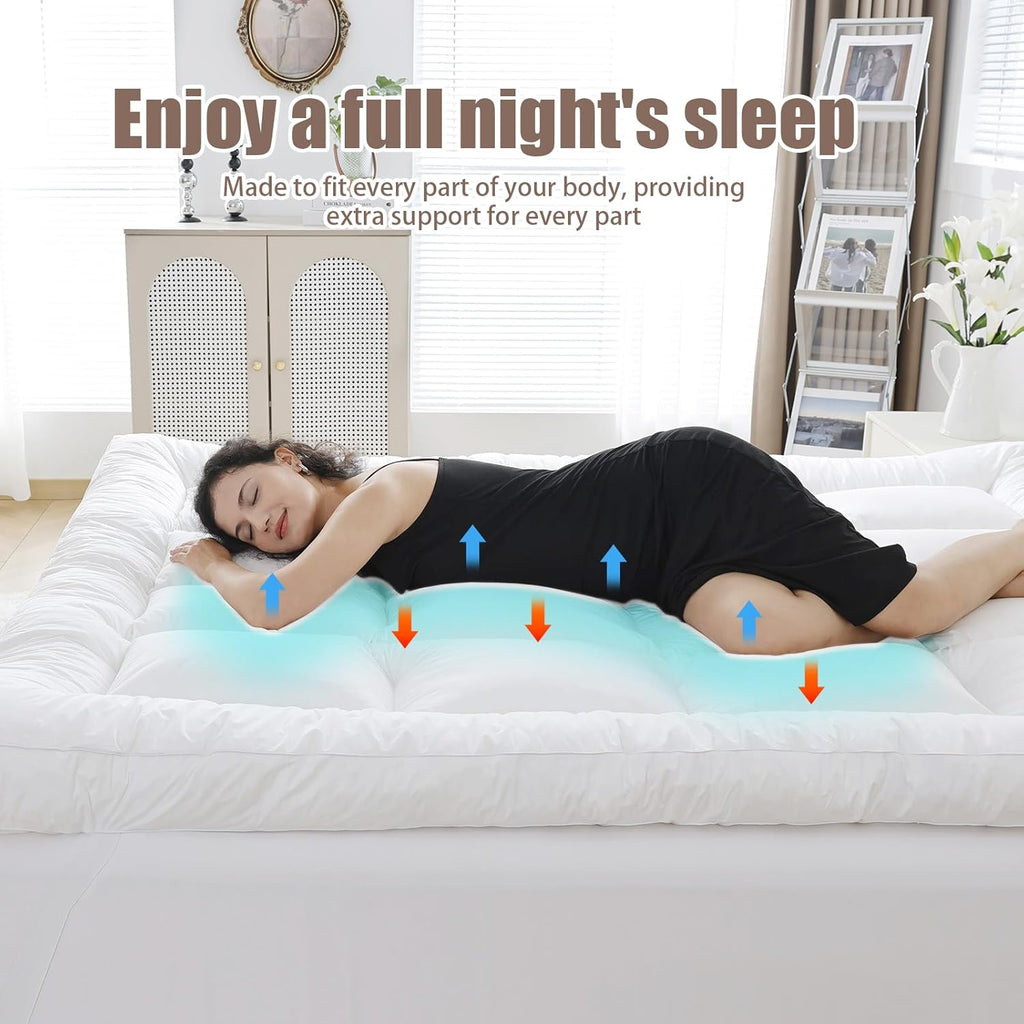 WhatsBedding 5-Inch Memory Foam Mattress Topper - Queen Size for Back Pain Relief | Soft & Breathable Support