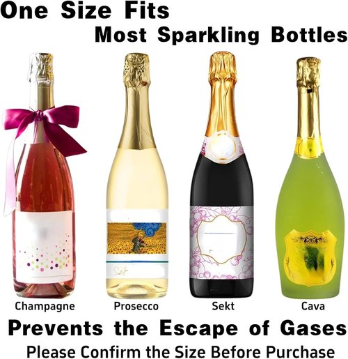 4Pack Champagne Stoppers with Stainless Steel, Champagne Saver with Food Grade Silicone Leak Proof, Suitable for Champagne, Cava, Prosecco, Sparkling Wine