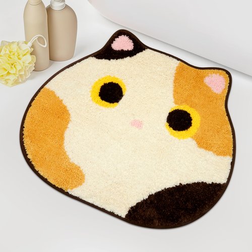 NIGOWAYS Bathroom Rug - Bathroom Mat,Calico Cat Rug,Soft Cat Bath Mat,Non Slip Bath Mats for Bathroom Kitchen Bedroom,Home Decorations(20 * 22inch)