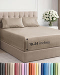 Skiennix Extra Deep Twin XL Sheet Set | 4-Piece Breathable Cooling Bedding - Soft, Wrinkle-Free Heathered Beige