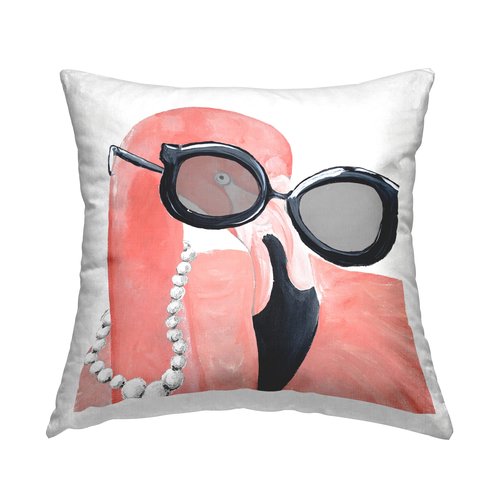 Stupell Industries Glam Fashion Pink Flamingo Sunglasses Pearls Bird Design by Gina Ritter