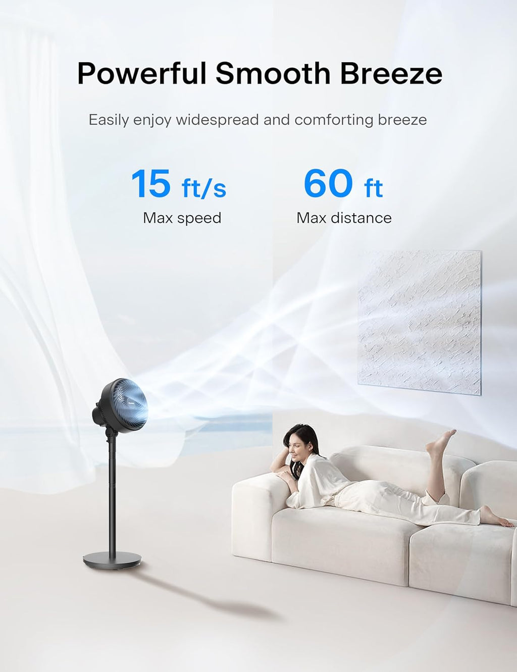 Pelonis 7-Inch Oscillating Pedestal Fan - 3 Speeds, Adjustable Height, Quiet 5-Blade Design for Home & Office