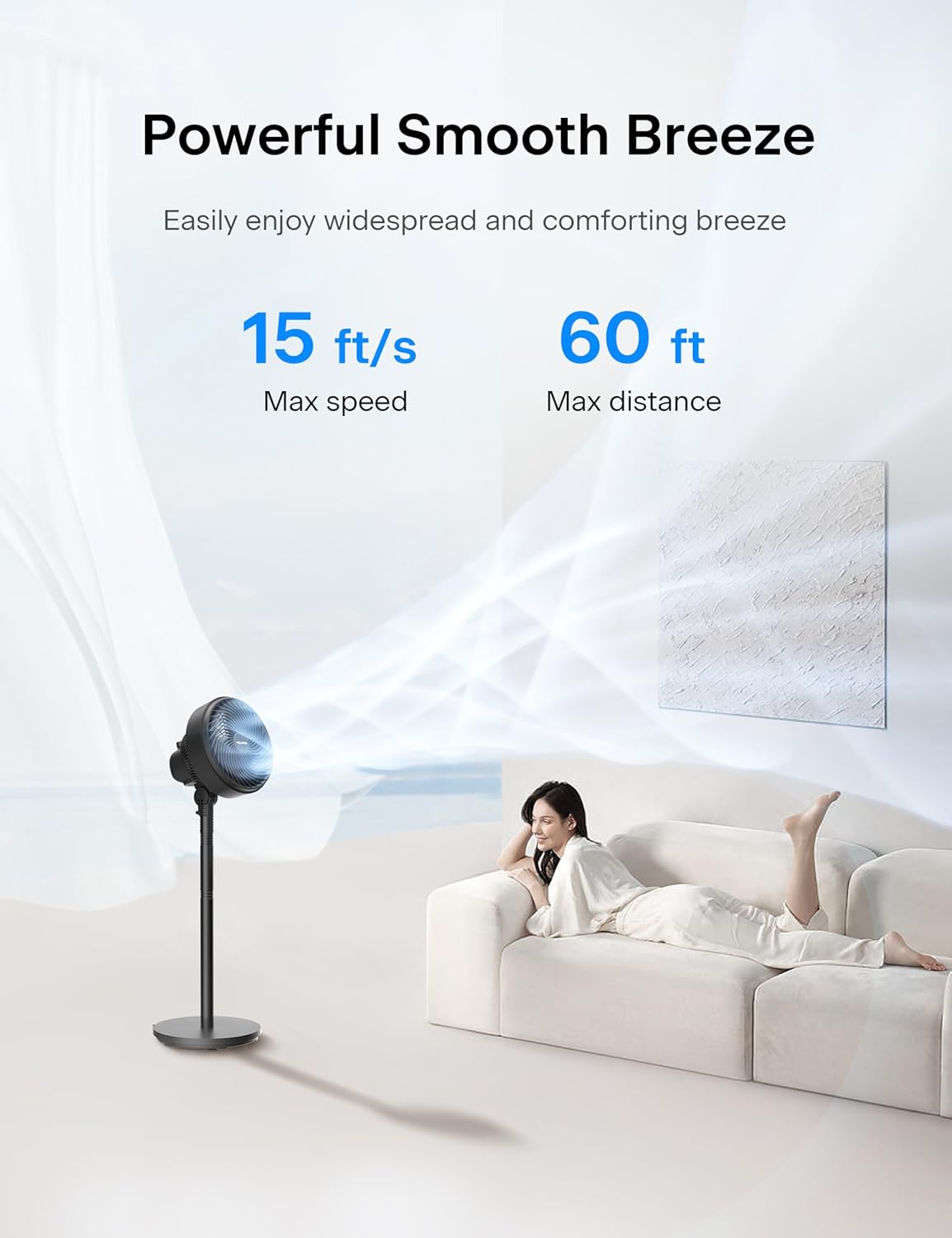 Pelonis 7-Inch Oscillating Pedestal Fan - 3 Speeds, Adjustable Height, Quiet 5-Blade Design for Home & Office