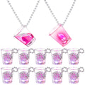 WGXX 12 Pcs Bachelorette Shot Glasses Set, Bachelorette Party Favors Shot Cups, Funny Plastic Beaded Gifts Shot Glass for Bachelor Wedding Party Decorations (Luminous, Pink)