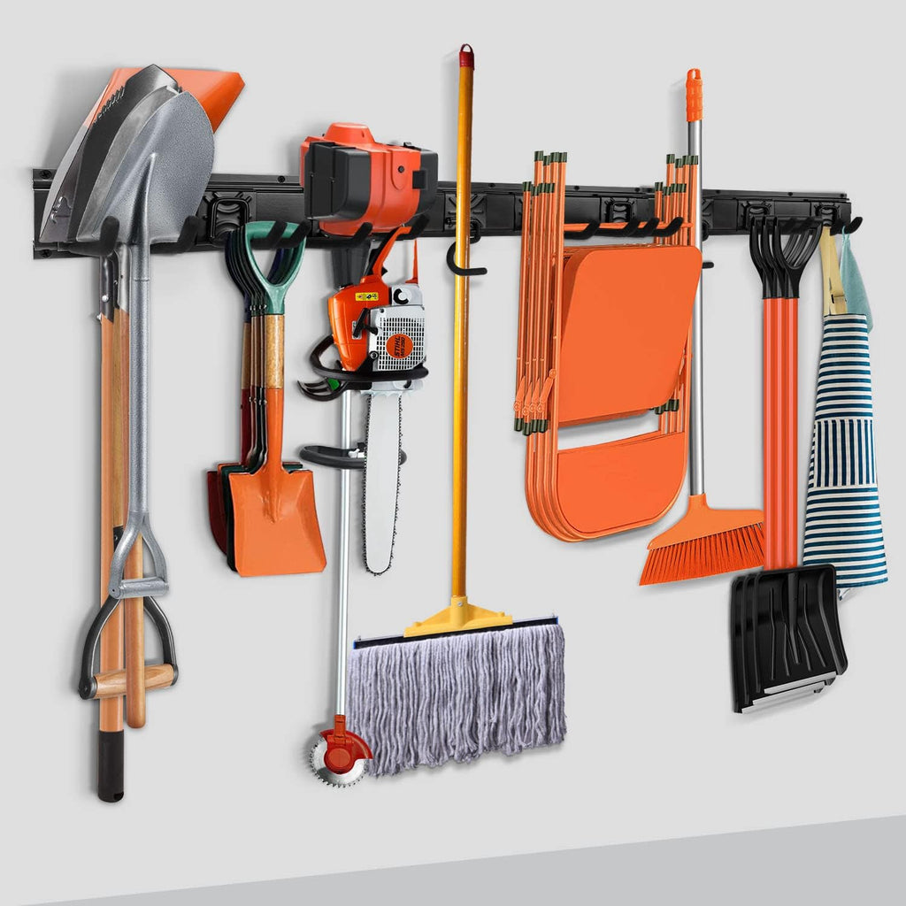 SMARTOLOGY Heavy-Duty Steel Garage Tool Storage Rack - 150 lbs Capacity | Weather-Resistant Wall Mount Organizer for Tools