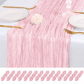 RealBox 14 Pack Light Pink Cheesecloth Table Runner 17x108 Inch Semi Sheer Boho Gauze Cheese Cloth Fabric Table Runners, for Wedding Party Baby Shower Birthday Home Decor Garden Farmhouse