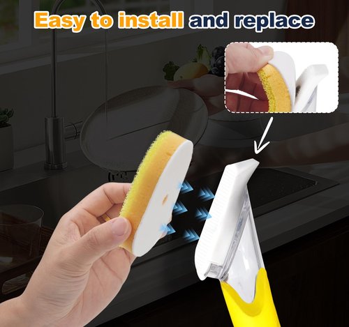 6 Packs Refill Heads Compatible with Dish Daddy,Non-Scratch Wand Refill Sponge Heads Compatible with Scrub Daddy,Upgrade Much Thicker and Durable