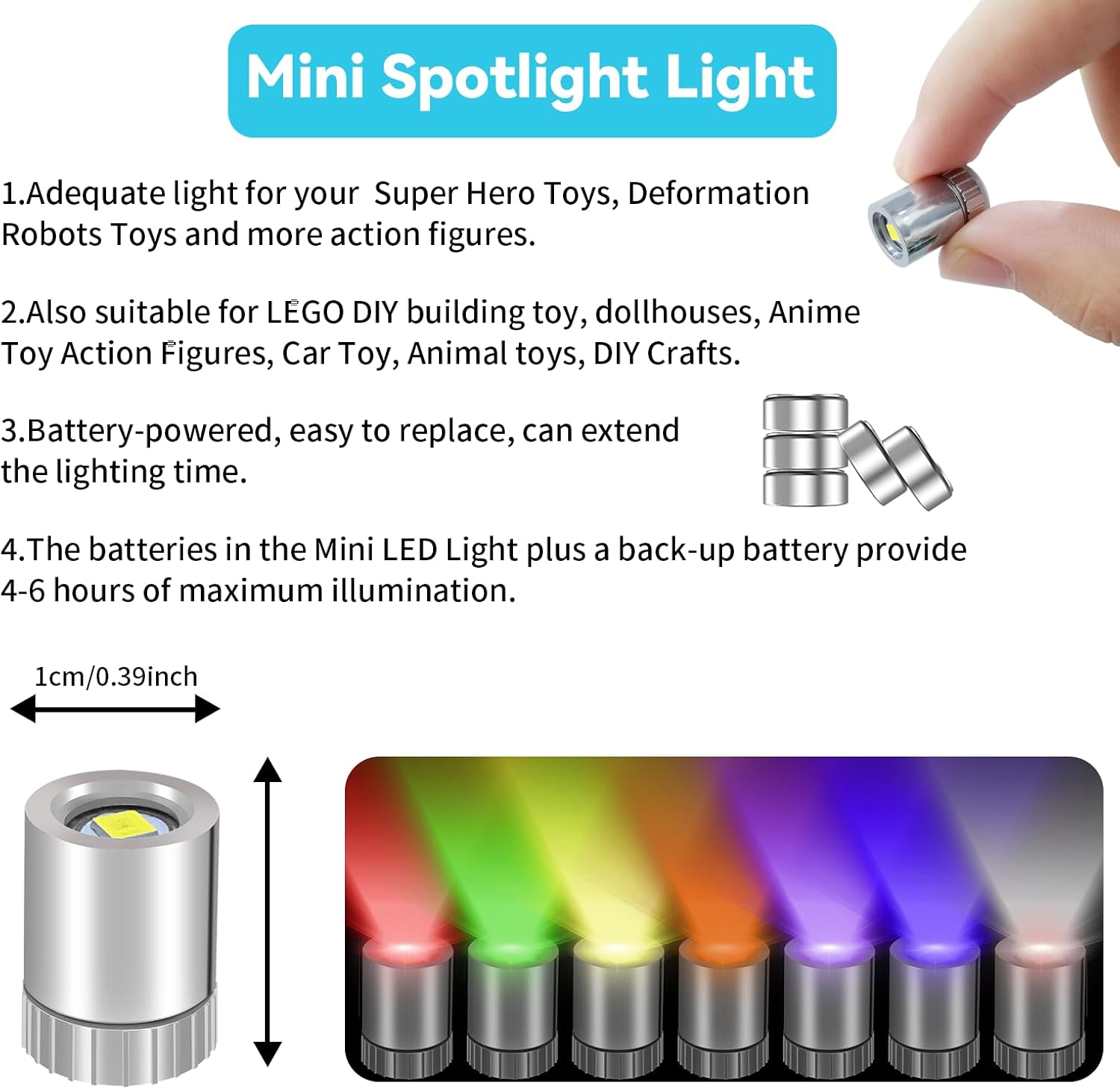 Skiennix Mini LED Lights - 10 PCS Battery Operated Tiny SMD Spotlights for DIY Crafts | Cool White