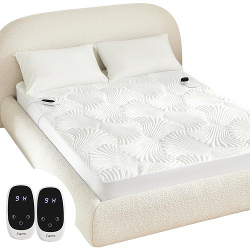 Caperia Heated Mattress Pad Queen, Electric Mattress Pad Bed Warmer with 9 Heat Settings, Memory Function, 1-12 Hours Auto Off, Deep Pocket, Machine Washable, 60"x 80"