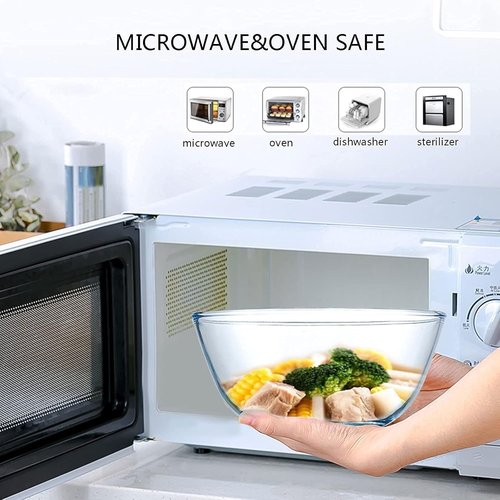 Homwin Glass Mixing Bowl Set - 3-Piece High Borosilicate Bowls for Baking & Serving | Microwave & Dishwasher Safe