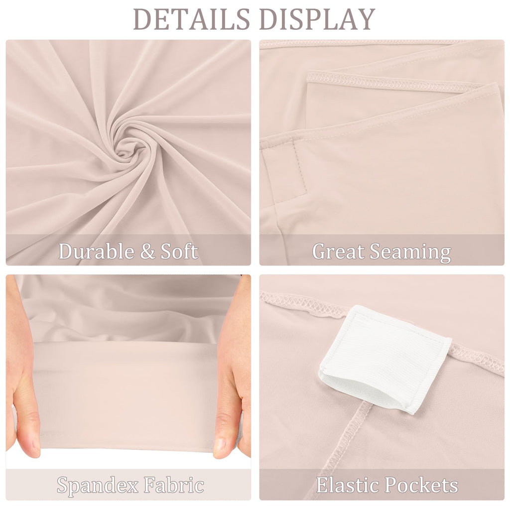 JALANCY 3 Pack 6FT Spandex Table Covers Washable Wrinkle Resistant Fitted Rectangle Tablecloth for Folding Table Wedding Party Birthday Banquet Bar Events（Cameo Brown）