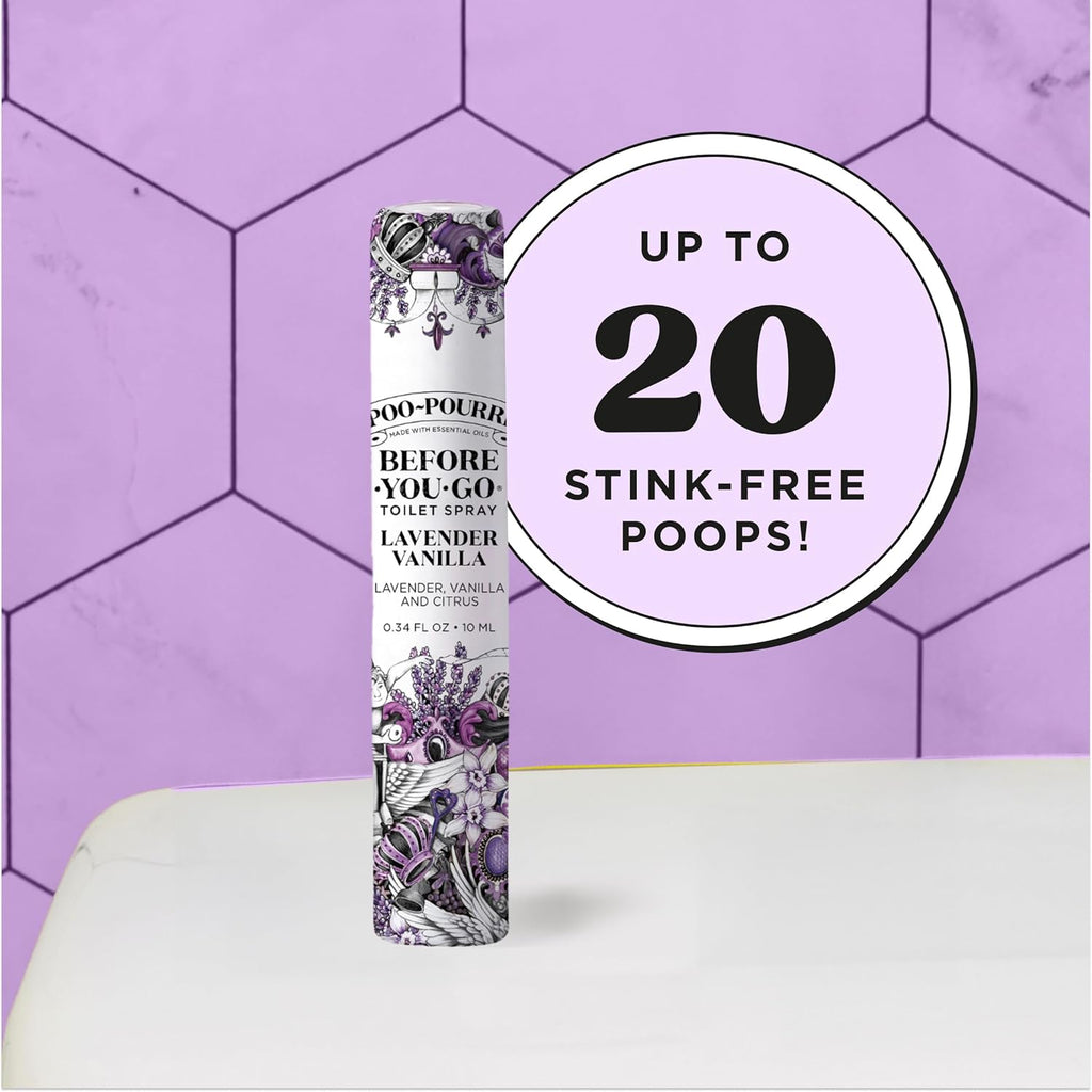 Poo-Pourri Before-You-Go Toilet Spray - Lavender Vanilla Travel Size 10 mL | Odor Eliminator