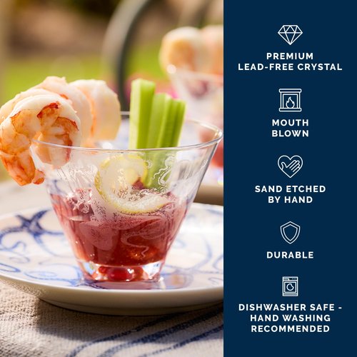 Caskata Lucy Stemless Martini Glasses Set of 2 | Hand-Crafted Lead-Free Crystal Drinking Glasses For Martinis or Cocktails | Unique Party Wine Glass for Wedding or Birthdays | 12 Oz.