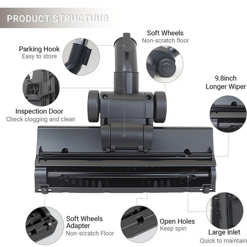 EZ SPARES Brush Head Replacement for Universal Vacuum,Turbo Floor Brush Head 1 1/4" 32mm,Longer Wiper Hardwood Flooring Big Wheel Cleaner Brush