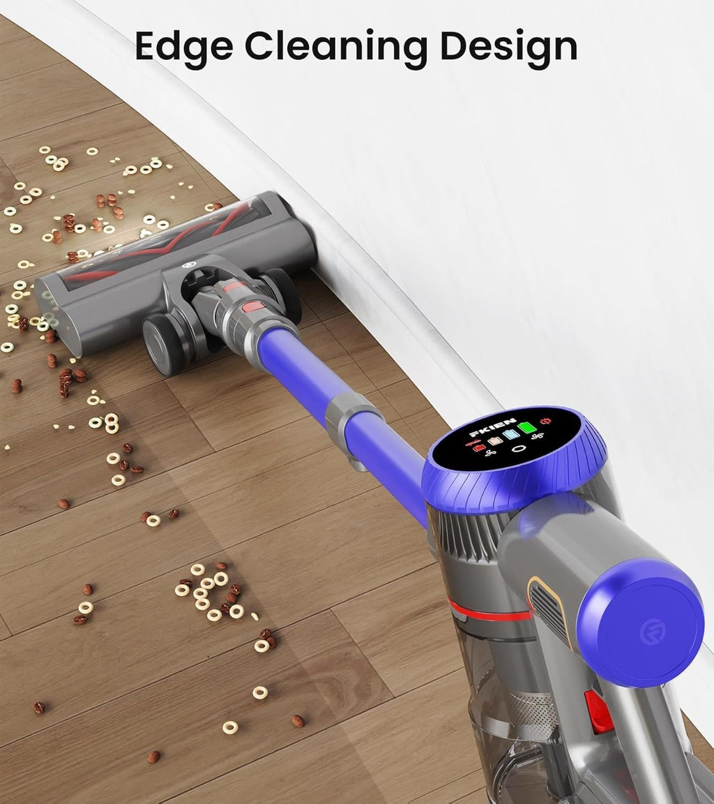Skiennix Cordless Vacuum Cleaner - 550W Powerful Suction, 65 Mins Runtime, LED Display, Anti-Tangle Brush