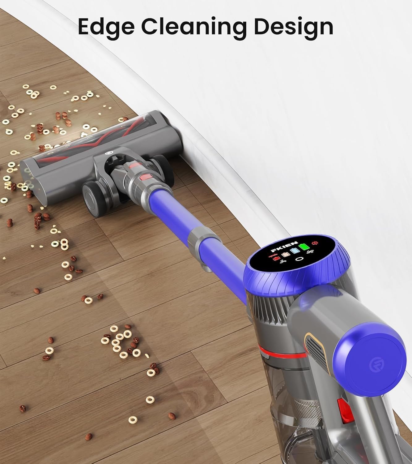 Skiennix Cordless Vacuum Cleaner - 550W Powerful Suction, 65 Mins Runtime, LED Display, Anti-Tangle Brush