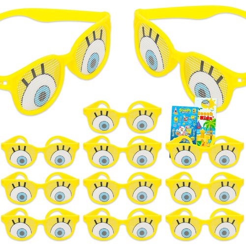 Spongebob Party Favor Glasses for Kids - Bundle with 12 Character Sunglasses for Dress Up Parties Plus Stickers, More | Spongebob Squarepants Birthday Party Favors for Boys, Girls