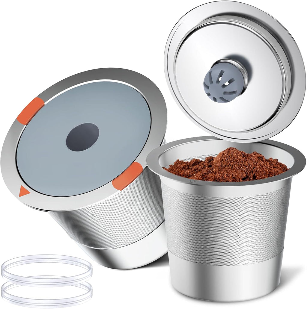 Noalto Reusable K Cups - Universal Stainless Steel Coffee Pods for Keurig 1.0 & 2.0 | 2-Pack