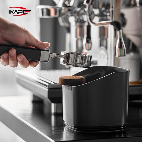 IKAPE Espresso Kit 3 IN 1, Espresso Knock Box, Cleaning Towel & Brush for Barista-Grade Maintenance - Black Espresso Machine Coffee Puck Disposal Box