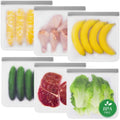 LKSUMPT 6 Pack Freezer Bags Gallon, Reusable Freezer Bags, Food Storage Bags, BPA Free Same as Reusable Ziploc Bags, Leakproof Extra Thick for Traveling & Household, Grey
