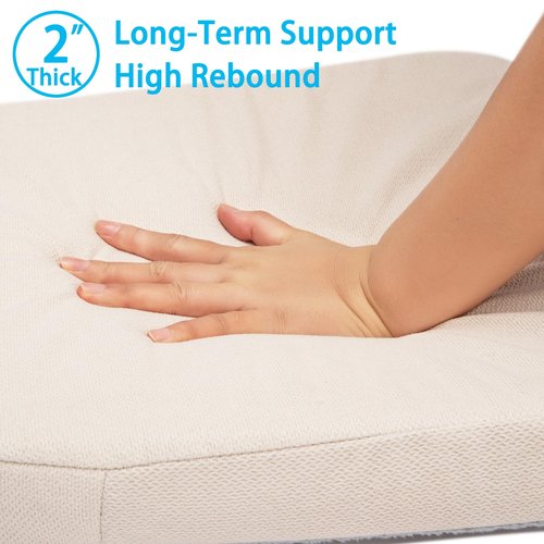 MOIRIG Chair Cushions for Dining Chairs, D-Shaped Non-Slip Seat Cushions with Removable Washable Covers & Ties, Chair Pads for Kitchen, Indoor Patio 17" x 16" (Cream, 6 Count)