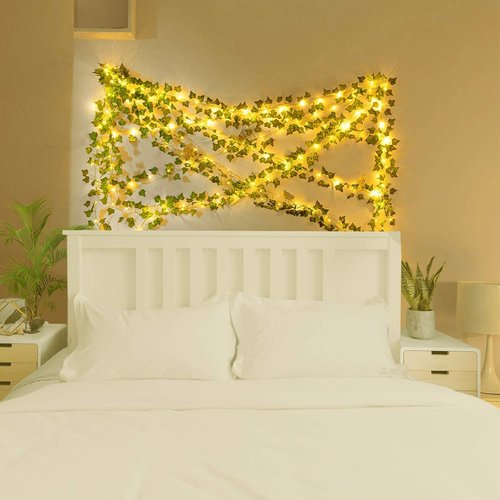 KASZOO 6.56 Ft Artificial Ivy Vines with 40 LED Fairy Lights - Battery Operated Decor for Bedroom & Garden