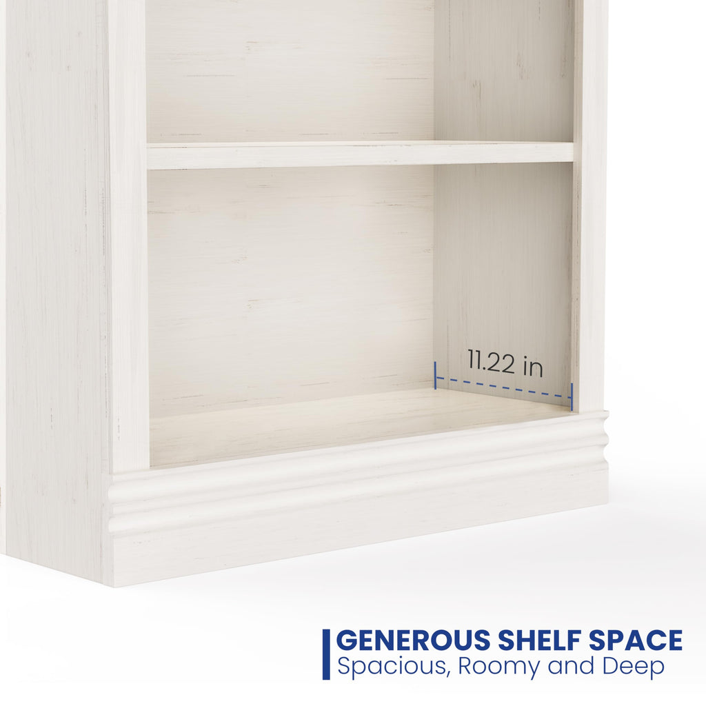 Fllution 2-Shelf Bookcase, 32 in Tall Cream White 31.5 in Wide Floor Standing Bookshelf, Floor Standing Display Storage Shelves with Adjustable Shelves for Living Room Hallway Home Office Bedroom