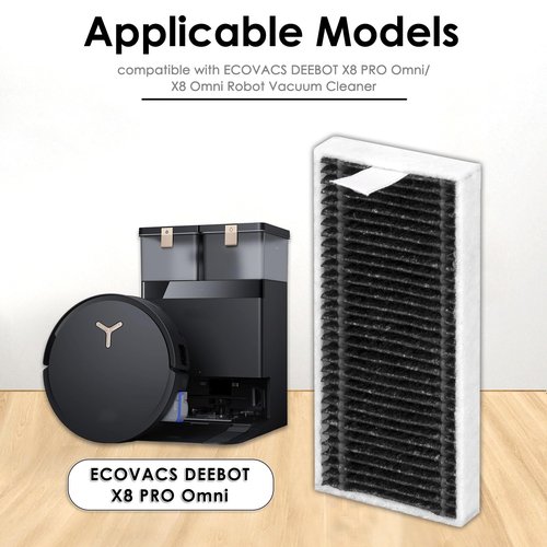 (8 Pack) X9 Pro Omni Replacement HEPA Filters for ECOVACS DEEBOT X8 Pro Omni, X9 Pro Omni, T80 Omni, X8 Omni, X11 OmniCyclone, X11 Pro Omni, Activated Carbon Filters Accessories Kit, Upright Filter