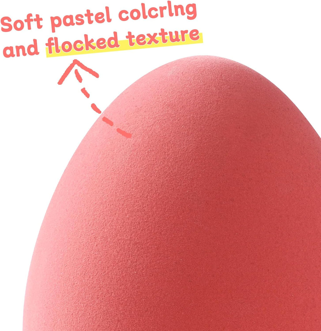 Zesua Flocked Easter Eggs - Set of 3 Decorative Spring Eggs for Home Centerpieces | Pink Indoor Decor