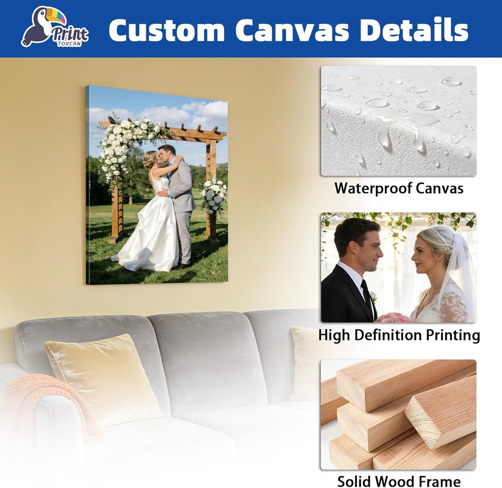 PrintToucan Custom Canvas Print - Personalized Photo Wall Art for Couples | 10x8 Inches, Unique Gift Idea