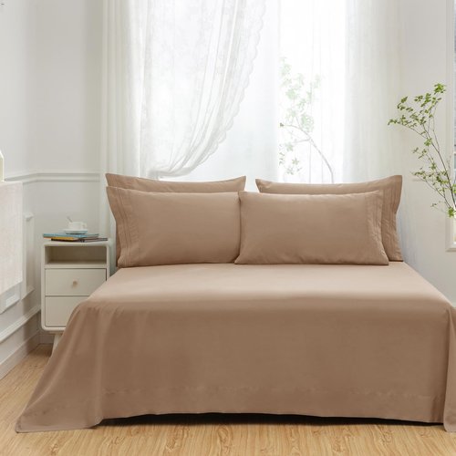 Aormenzy Microfiber Pillow Cases - King Size Set of 2-1800 Thread Count Ultra Soft Taupe Pillowcases - Wrinkle Resistant Pillow Covers with Envelope Closure - 20" x 40"