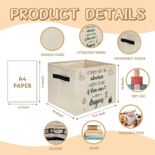 ATBWGT Dragon Nursery Storage Bins Box, Toybox for Boys Girls, Adventure Forest Dragon Foldable Storage Baskets Organizer for Bedroom Bathroom Kids Room Dorm Clothes Toys Books