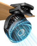 FrSara USB Battery Powered Clip on Fan, Portable Small Fan with USB TYPE-C Charging, 3 Speeds Strong Airflow, with Sturdy Clamp, Quiet Desk Fan, Ideal for Bedroom Office Desktop Treadmill, Black