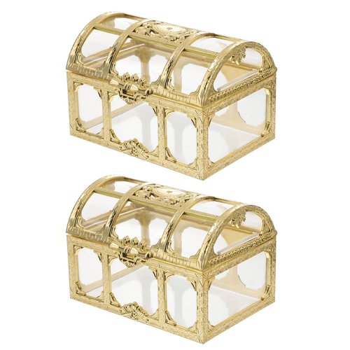 Totority Transparent Pirate Treasure Crystal Boxes 2Pcs Durable Plastic Jewelry & Trinket Organizers, Secure Keepsake Chests Perfect for Home Decor, Present Giving & Collectible Storage, Ideal for Ki
