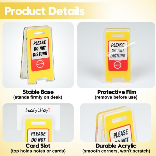 24 Pack Funny Office Desk Signs, Mini Acrylic Yellow Caution Desk Signs Office Decorations for Coworker Women Men Boss and Employee Appreciation Gifts