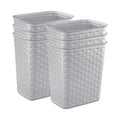 Sterilite 3.4 Gallon Weave Wastebasket, Small, Decorative Trash Can for the Bathroom, Bedroom, Dorm Room, or Office, Gray, 6-Pack