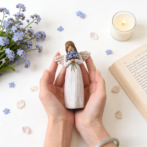 NANAOUS Forget Me Not Guardian Angel Figurines, Sympathy Gifts for Loss of Loved One, Miscarriage Gifts for Mothers, Sculpted Hand-Painted Statue for Home Decor Ornament