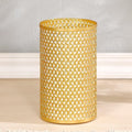 Wenbery Small Gold Trash Can for Bathroom, Metal Garbage Can for Offices, Decorative Hollow-Out Garbage Can Waste Paper Bin, 7" W X 7" L X 12" H