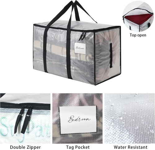 Clear Storage Bins - 4 Pack Heavy Duty 93L (24.5 Gallon) Stackable Plastic Totes with Lids | Ideal for Home Organization