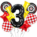 Cartoon Race Car Birthday Party Decorations Large Lightning Bolt Foil Balloons Race Car Balloons 40 Inch Racetrack Number 3 Balloon for Boys 3rd Cars Themed Birthday Party Decor Supplies