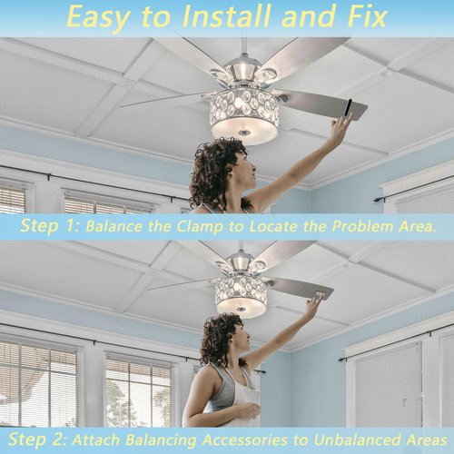 16 PCS Ceiling Fan Blade Balancing Kit, 4 Set Ceiling Fan Balancing Kit Including 4 pcs Plastic Fan Balancing Clips and 12 pcs Metal Self-Adhesive 3G Weight for Ceiling Fan Weight Balancing